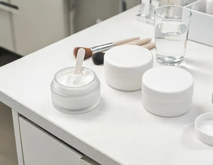 face cream for women on a cosmetics bench, illustration only