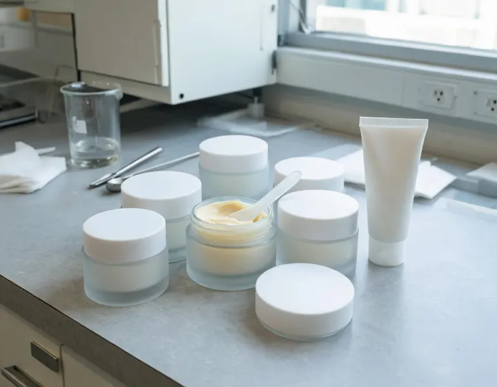 retinol face cream on a cosmetics bench, illustration only
