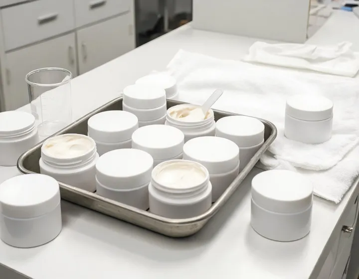 face cream wholesale on a cosmetics bench, illustration only